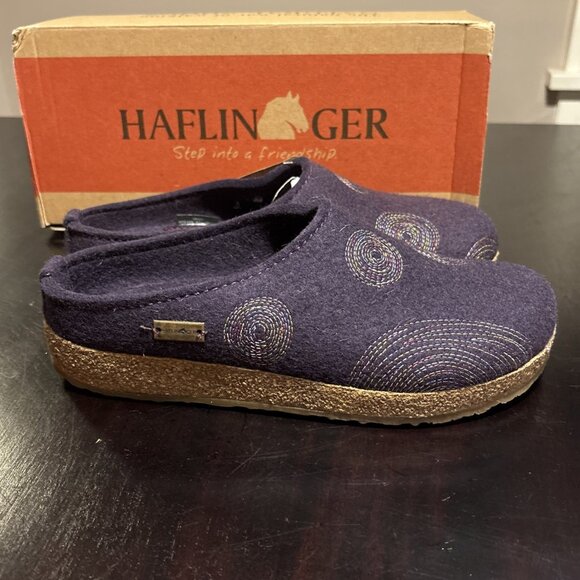 Haflinger GZ Spirit Slipper Clog In Eggplant Wool Women’s Size 9 / EU 40. New - Picture 3 of 9
